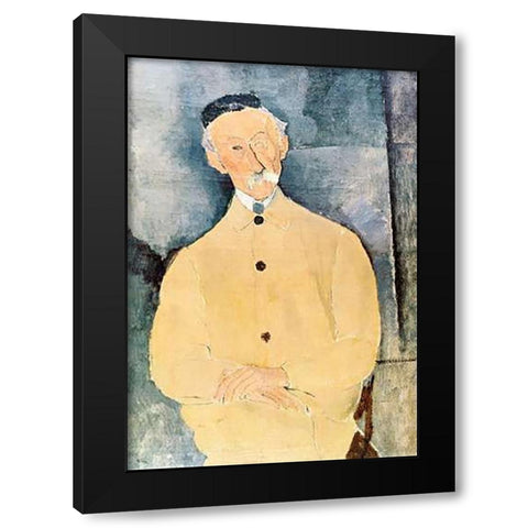 Monsieur Lepoutre Black Modern Wood Framed Art Print by Modigliani, Amedeo