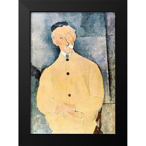 Monsieur Lepoutre Black Modern Wood Framed Art Print by Modigliani, Amedeo