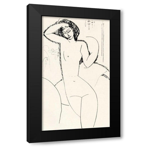 Nude On Sofa Black Modern Wood Framed Art Print with Double Matting by Modigliani, Amedeo