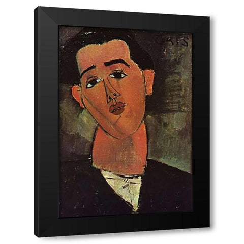 Painter Juan Gris Black Modern Wood Framed Art Print by Modigliani, Amedeo