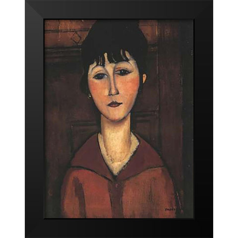 Portrait Of A Young Woman Black Modern Wood Framed Art Print by Modigliani, Amedeo