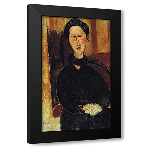 Portrait Of Anna Zborowska Black Modern Wood Framed Art Print by Modigliani, Amedeo
