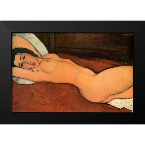 Reclining Nude Black Modern Wood Framed Art Print by Modigliani, Amedeo