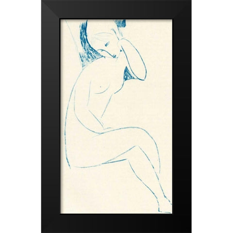 Seated Nude Black Modern Wood Framed Art Print by Modigliani, Amedeo