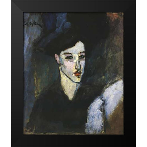 The Jewess 1 Black Modern Wood Framed Art Print by Modigliani, Amedeo
