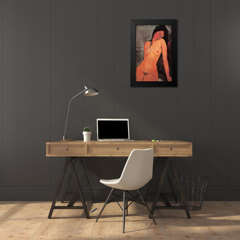 The Seated Nude Black Modern Wood Framed Art Print by Modigliani, Amedeo
