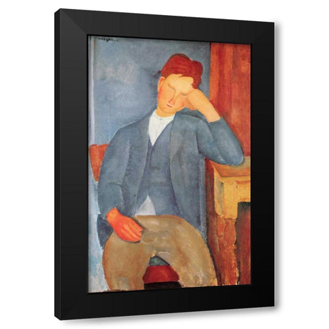 The Young Apprentice Black Modern Wood Framed Art Print with Double Matting by Modigliani, Amedeo