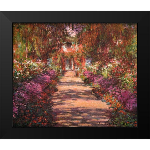 A Lane In Monets Garden Giverny II Black Modern Wood Framed Art Print by Monet, Claude