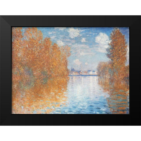 Autumn Effect at Argenteuil, 1873 Black Modern Wood Framed Art Print by Monet, Claude