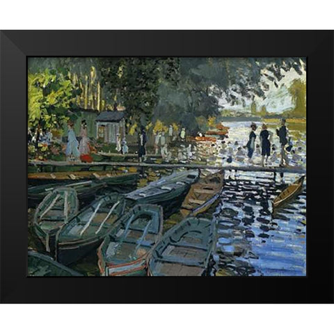 Bathing At La Grenouillere 1869 Black Modern Wood Framed Art Print by Monet, Claude