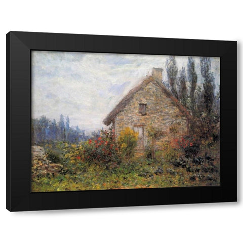 Cottage 1879 Black Modern Wood Framed Art Print by Monet, Claude