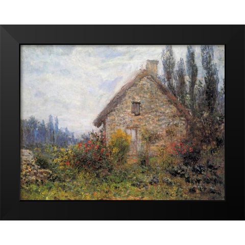 Cottage 1879 Black Modern Wood Framed Art Print by Monet, Claude