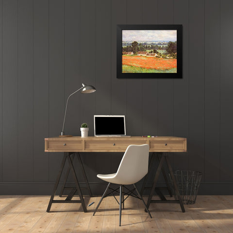 Field Of Poppies Giverny Black Modern Wood Framed Art Print by Monet, Claude