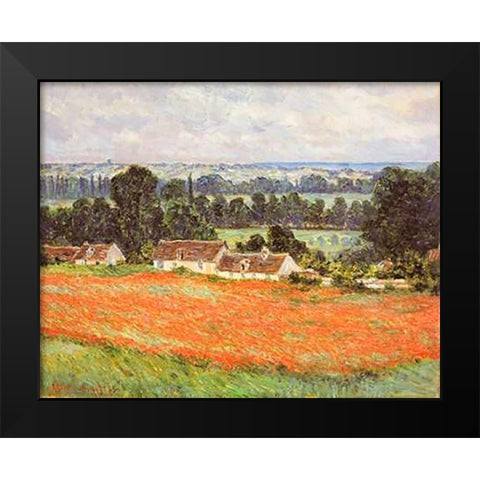 Field Of Poppies Giverny Black Modern Wood Framed Art Print by Monet, Claude