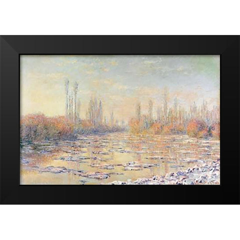 Floating Ice 1880 Black Modern Wood Framed Art Print by Monet, Claude