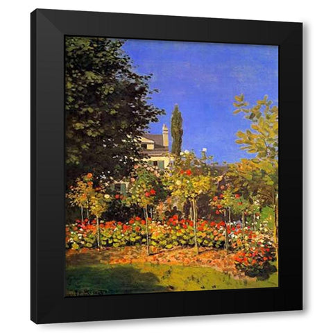 Flowering Garden 1866 Black Modern Wood Framed Art Print by Monet, Claude