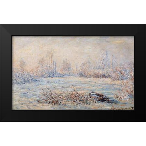Frost 1880 Black Modern Wood Framed Art Print by Monet, Claude