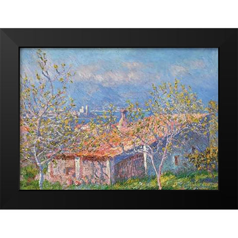 Gardeners House At Antibes Black Modern Wood Framed Art Print by Monet, Claude