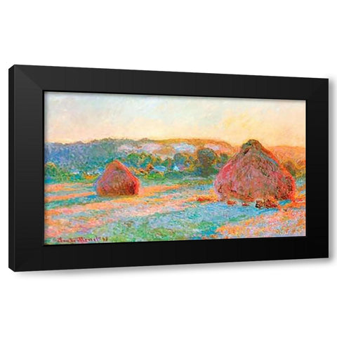 Haystacks End Of Summer Evening 1891 Black Modern Wood Framed Art Print by Monet, Claude