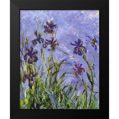 Irises (detail) Black Modern Wood Framed Art Print by Monet, Claude