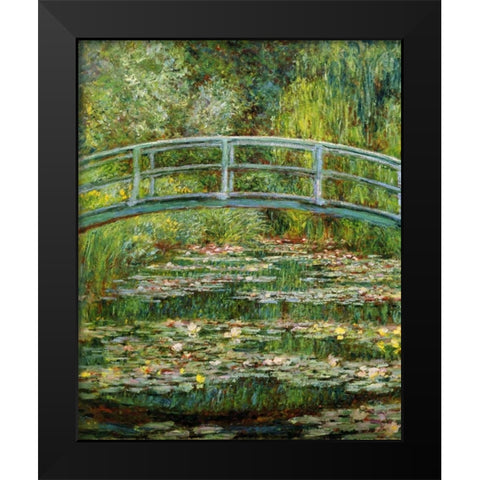 Japanese Bridge And Water Lilies - 1 Black Modern Wood Framed Art Print by Monet, Claude