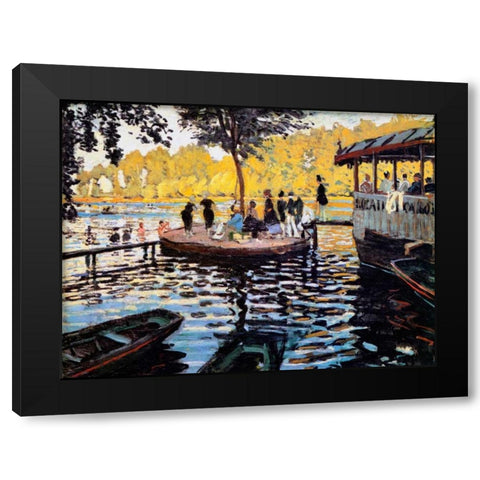 La Grenouillere The Frog Pond 1869 Black Modern Wood Framed Art Print by Monet, Claude