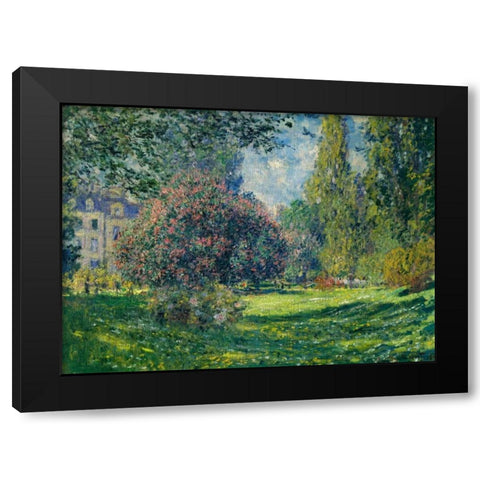 Le Parc Monceau Paris Black Modern Wood Framed Art Print with Double Matting by Monet, Claude
