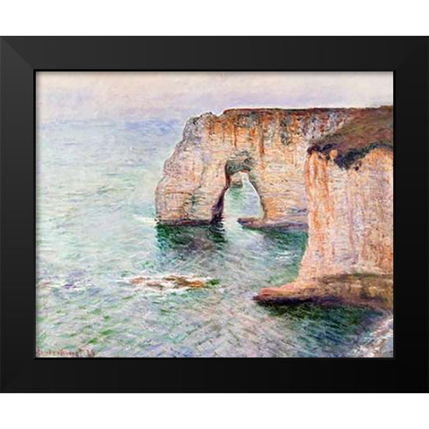 Manne-Porte Etreat Black Modern Wood Framed Art Print by Monet, Claude