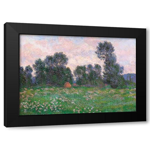 Meadow At Giverny 1890 Black Modern Wood Framed Art Print with Double Matting by Monet, Claude