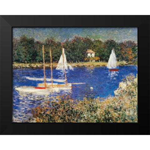 The Bassin At Argenteuil Black Modern Wood Framed Art Print by Monet, Claude