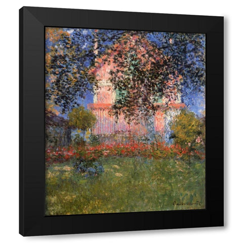Monets House At Argenteuil 1876 Black Modern Wood Framed Art Print with Double Matting by Monet, Claude