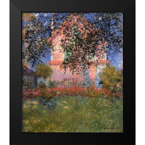 Monets House At Argenteuil 1876 Black Modern Wood Framed Art Print by Monet, Claude