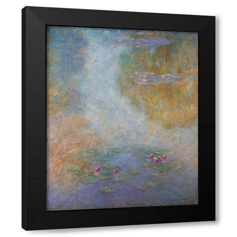 Nympheas 1908 Black Modern Wood Framed Art Print with Double Matting by Monet, Claude
