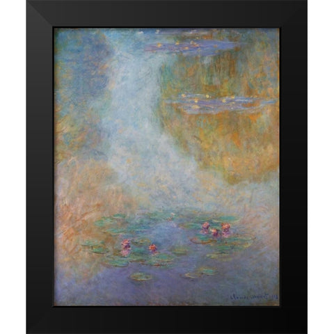 Nympheas 1908 Black Modern Wood Framed Art Print by Monet, Claude