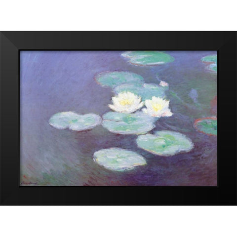 Nympheas Sunlight Effect II Black Modern Wood Framed Art Print by Monet, Claude