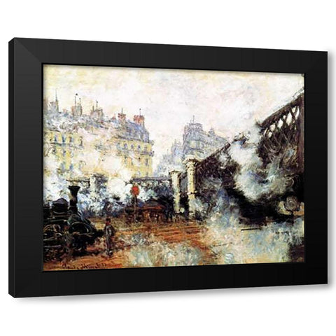 Pont De LEurope 1877 Black Modern Wood Framed Art Print with Double Matting by Monet, Claude