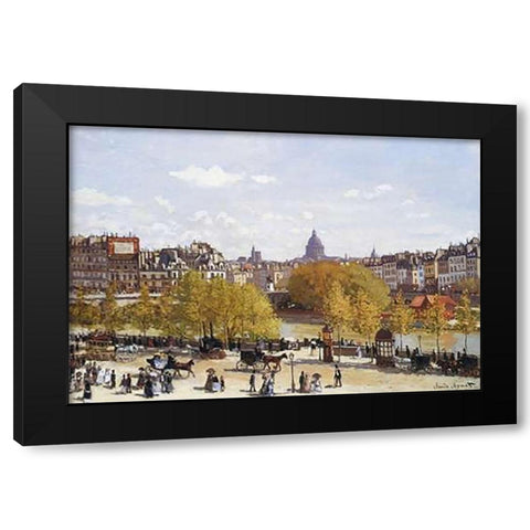 Quai Du Louvre 1867 Black Modern Wood Framed Art Print with Double Matting by Monet, Claude