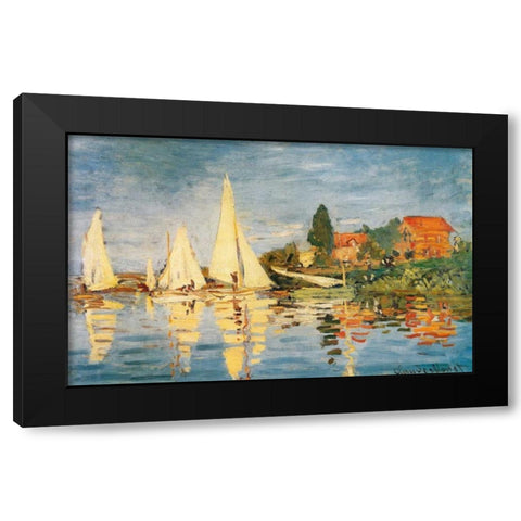 Sailboats At Argenteuil Black Modern Wood Framed Art Print with Double Matting by Monet, Claude