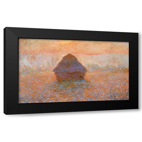 Stack Of Wheat Sun In The Mist 1891 Black Modern Wood Framed Art Print with Double Matting by Monet, Claude