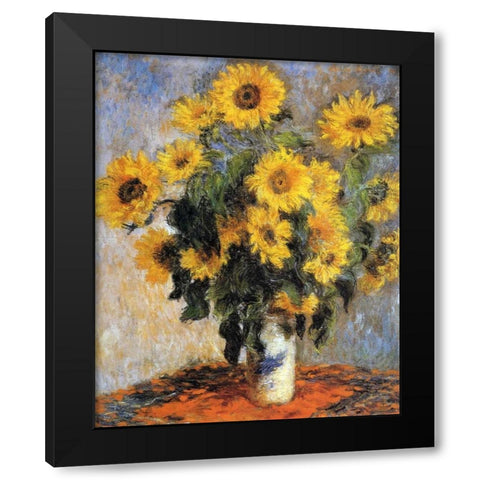 Bouquet of Sunflowers, 1880 Black Modern Wood Framed Art Print with Double Matting by Monet, Claude