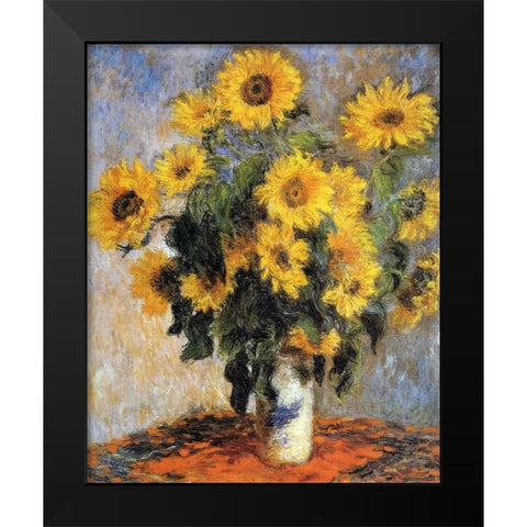 Bouquet of Sunflowers, 1880 Black Modern Wood Framed Art Print by Monet, Claude