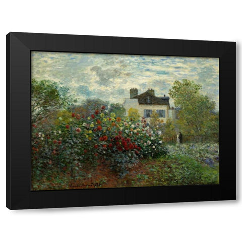 The Artists Garden At Argenteuil Black Modern Wood Framed Art Print with Double Matting by Monet, Claude