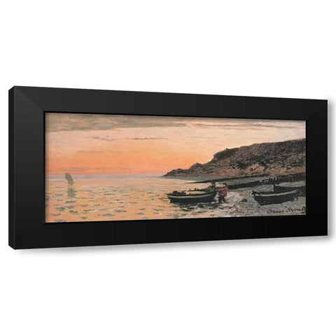 The Beach At Sainte-Adresse 1864 Black Modern Wood Framed Art Print by Monet, Claude