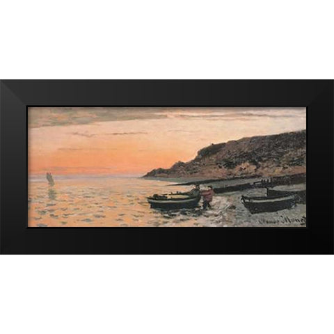 The Beach At Sainte-Adresse 1864 Black Modern Wood Framed Art Print by Monet, Claude