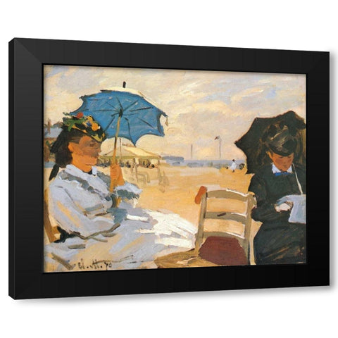 The Beach At Trouville 1870 Black Modern Wood Framed Art Print with Double Matting by Monet, Claude