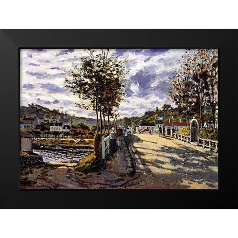 The Bridge At Bougival 1870 Black Modern Wood Framed Art Print by Monet, Claude