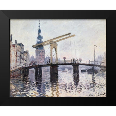 The Drawbridge Amsterdam 1874 Black Modern Wood Framed Art Print by Monet, Claude