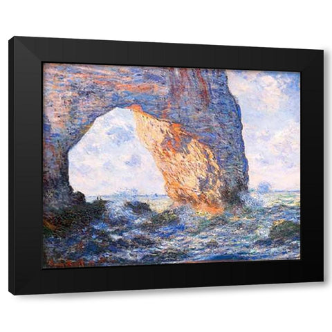 The Manneporte At Etretat 1883 Black Modern Wood Framed Art Print with Double Matting by Monet, Claude