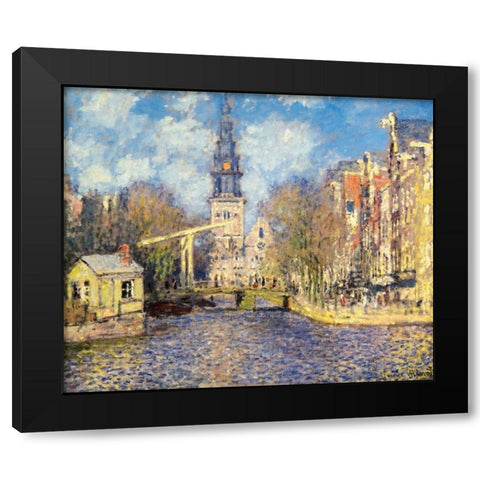 The Zuiderkerk At Amsterdam Black Modern Wood Framed Art Print with Double Matting by Monet, Claude