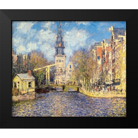 The Zuiderkerk At Amsterdam Black Modern Wood Framed Art Print by Monet, Claude